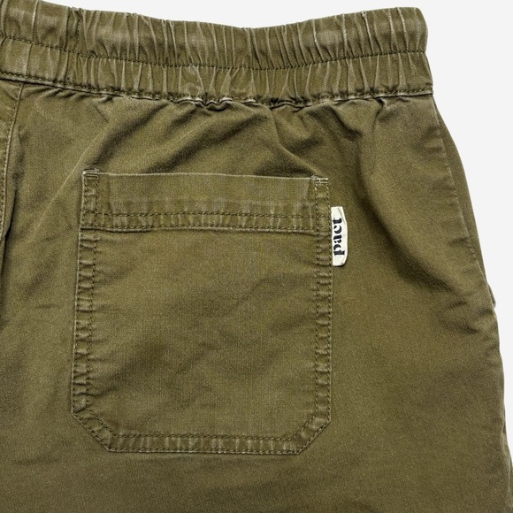 PACT Woven Twill Drawstring 3” Shorts Size S Organic Cotton Green Pockets - Picture 5 of 11